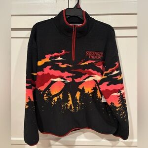 Stranger Things Black and Red Zip-Up Sweater